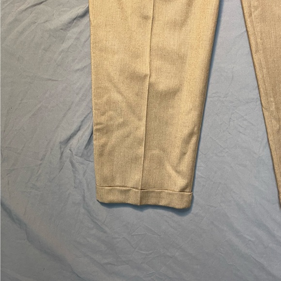 Vintage Men’s High Waist Pleated and Cuffed Wool Chinos Made in USA 36x30 - Picture 3 of 6